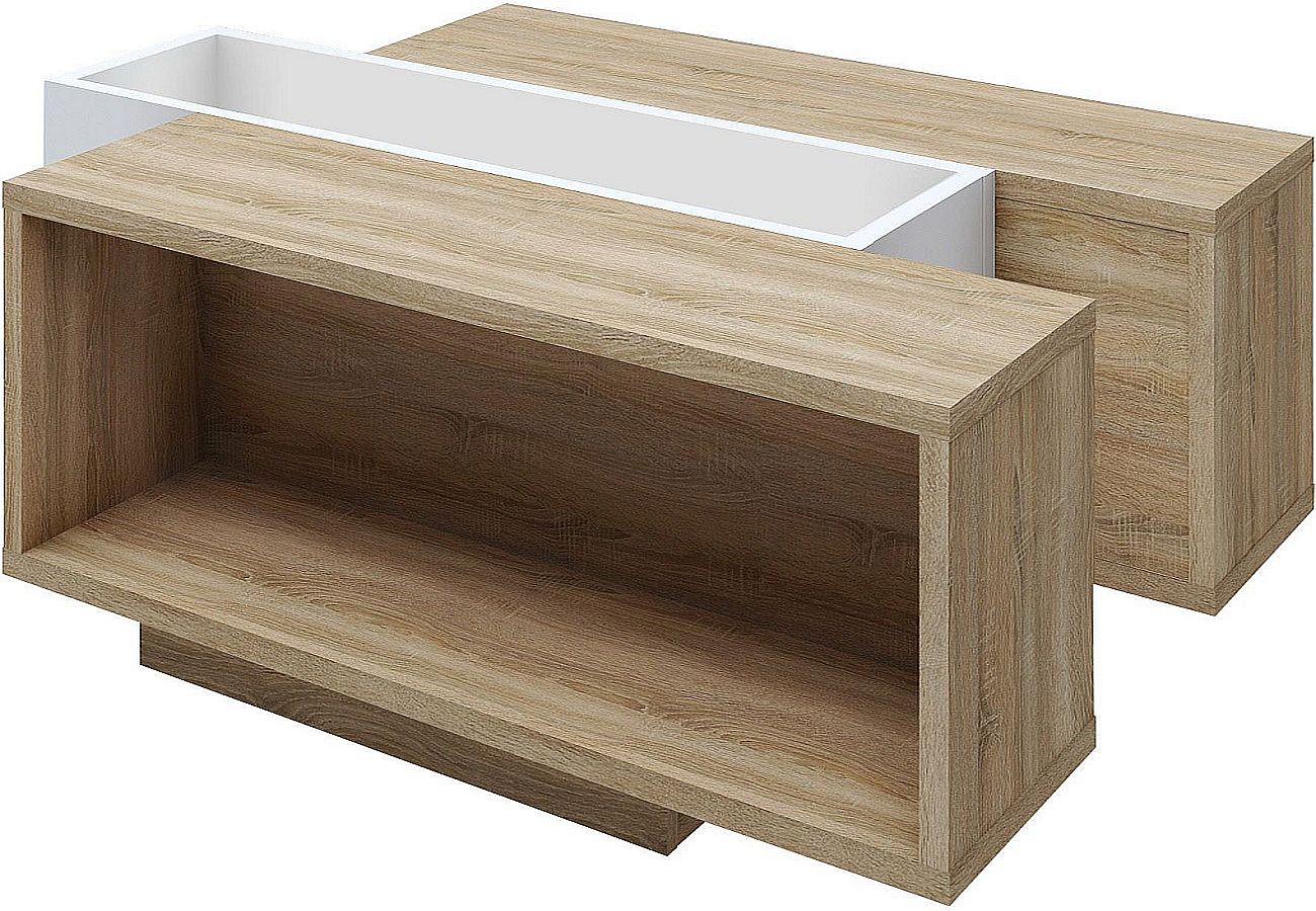 Τραπεζάκι Raylie Φυσικό+Λευκό 110x41x75cm