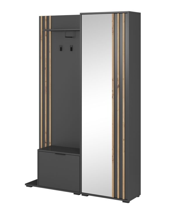 Έπιπλο εισόδου NELLY Γραφίτης με καθρέπτη 131x192x40cm