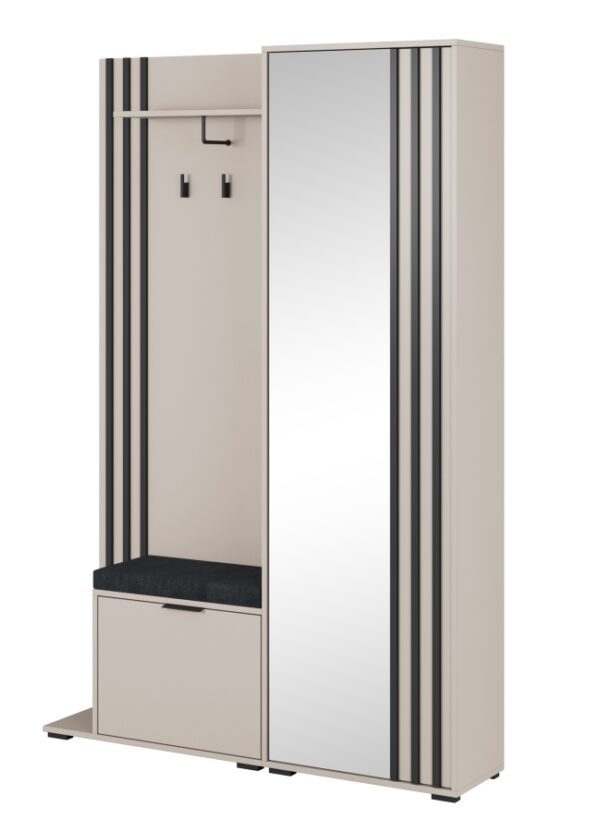 Έπιπλο εισόδου NELLY Λευκό Kazmir με μαξιλάρι και καθρέπτη 131x192x40cm