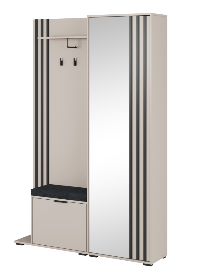 Έπιπλο εισόδου NELLY Λευκό Kazmir με μαξιλάρι και καθρέπτη 131x192x40cm