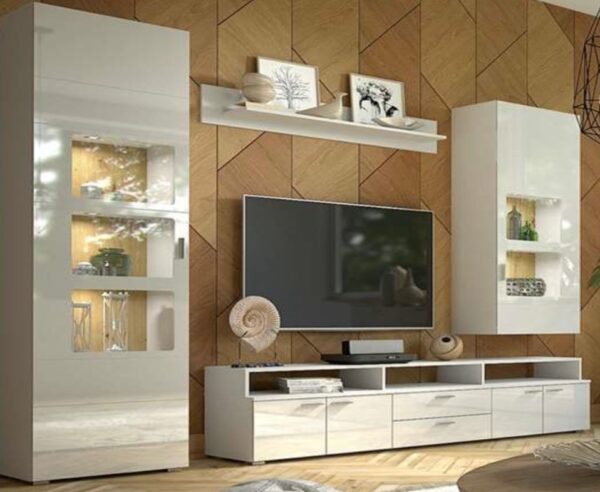 Σύνθεση τοίχου Foss Λευκό High gloss 300x203x60cm