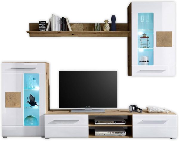 Σύνθεση τοίχου Georgia φυσικό Artisan+Λευκό 240x190x43cm (ΜxΥxΒ)