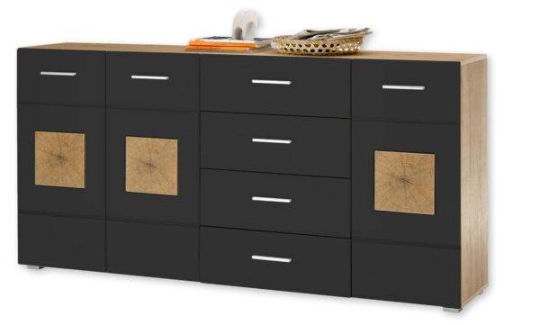 Μπουφές GEORGIA με συρτάρια Φυσικό + Ανθρακί 180x92x38cm (ΜxΥxΒ)